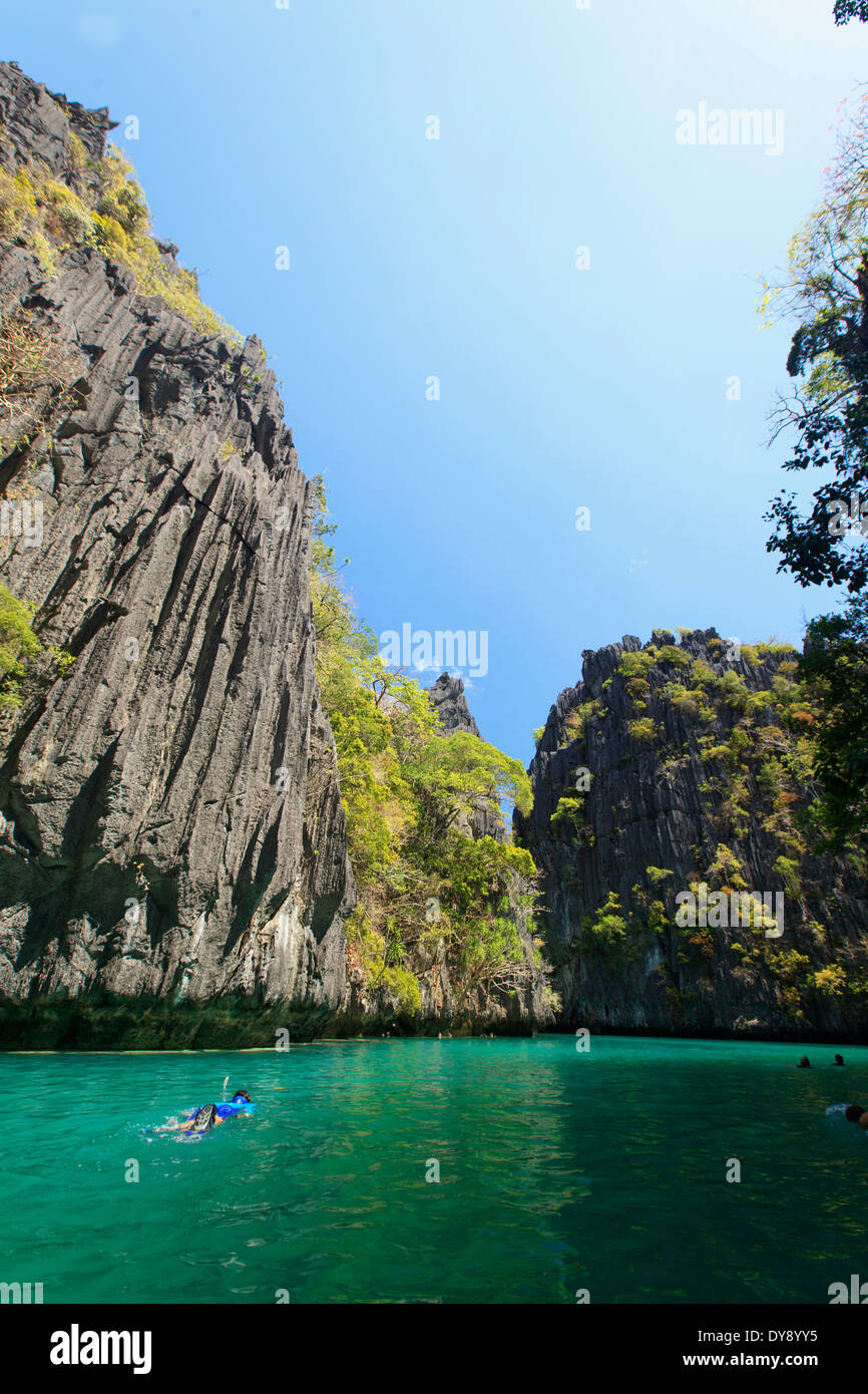 Filippine, Palawan El Nido, Miniloc Island, grande laguna Foto Stock