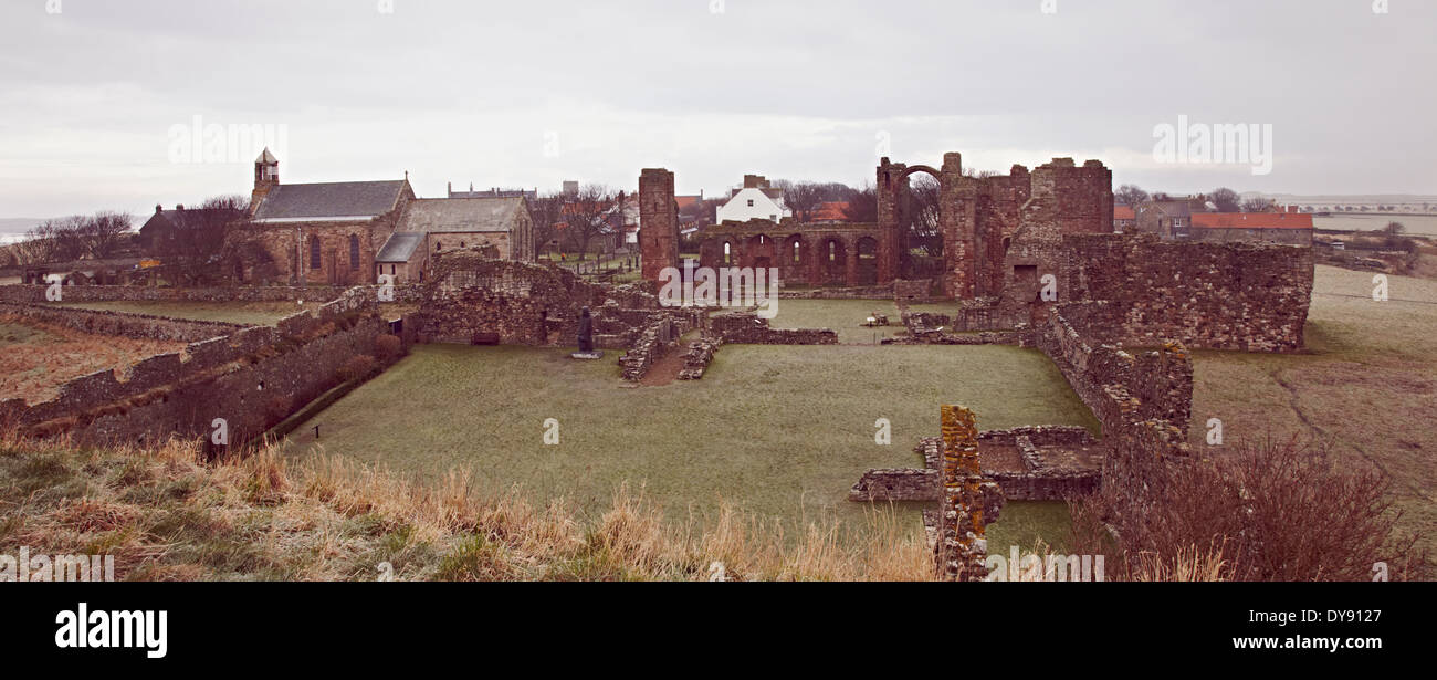 Lindisfarne Priory, Isola Santa Foto Stock