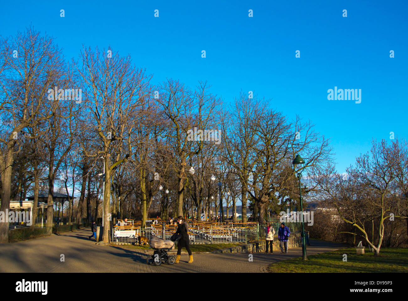 Letenske Sady park, inverno, Bubenec district, Praga, Repubblica Ceca, Europa Foto Stock