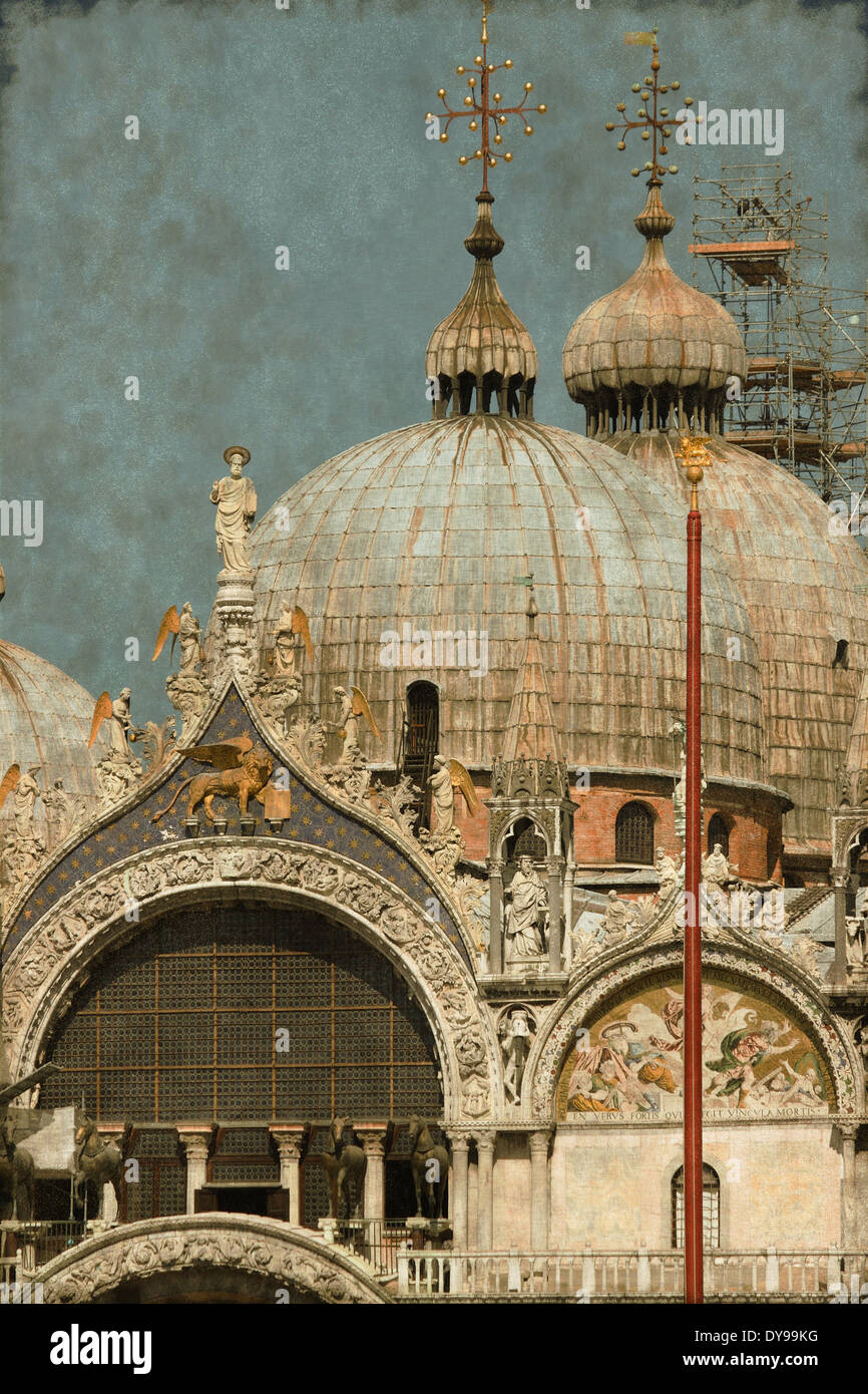 Immagine vintage del San Marco nella cattedrale di Venezia, Italia Foto Stock
