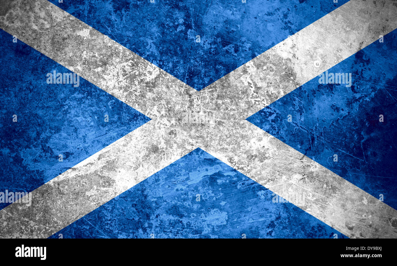 Bandiera della Scozia o Scottish banner su vintage texture metallica Foto Stock