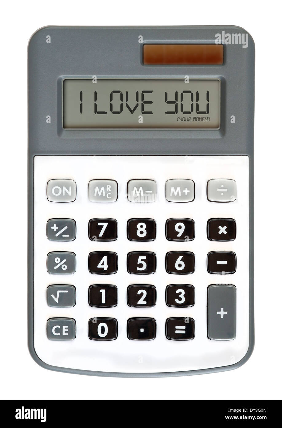 Messaggio sul display - Money talks - ti amo Foto Stock