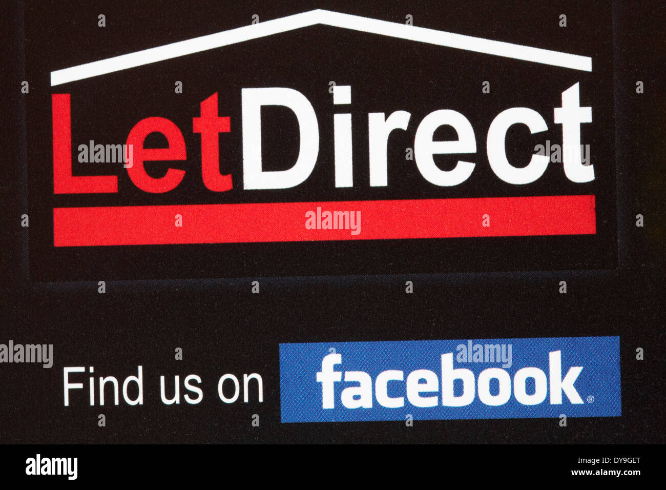 LetDirect Trovaci su Facebook - il logo sulla letteratura Foto Stock
