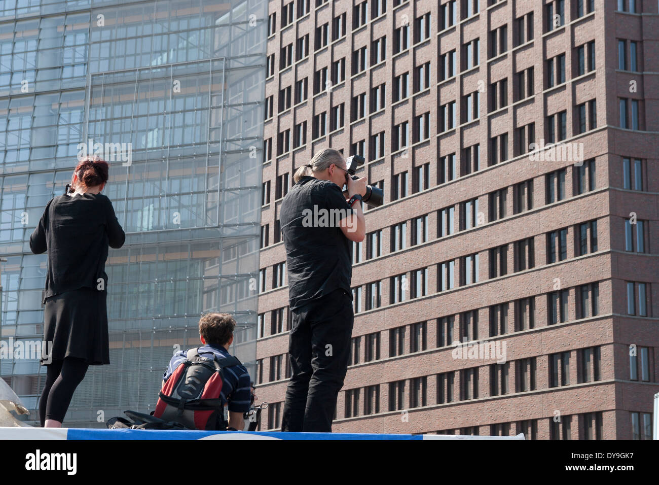 Fotografi a Potsdamer Platz a Berlino, Germania. Foto Stock