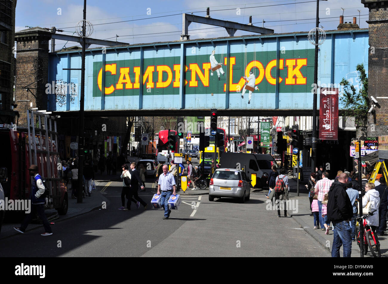 Camden Lock Bridge, London, Regno Unito Foto Stock