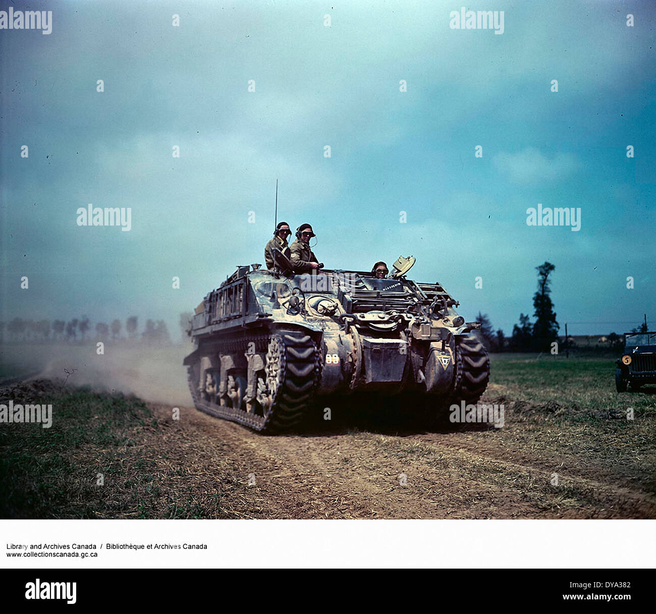 WW II, storico, Guerra, guerra mondiale, la seconda guerra mondiale, serbatoio, Sherman, campo invasione, 1944, Francia, Europa Foto Stock