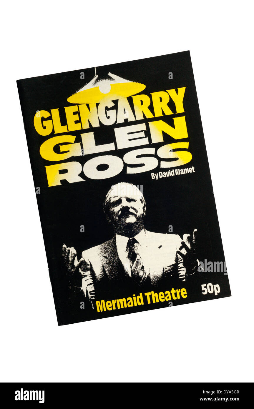 Programma per il 1986 la produzione di Glengarry Glen Ross di David Mamet al Mermaid Theatre. Foto Stock