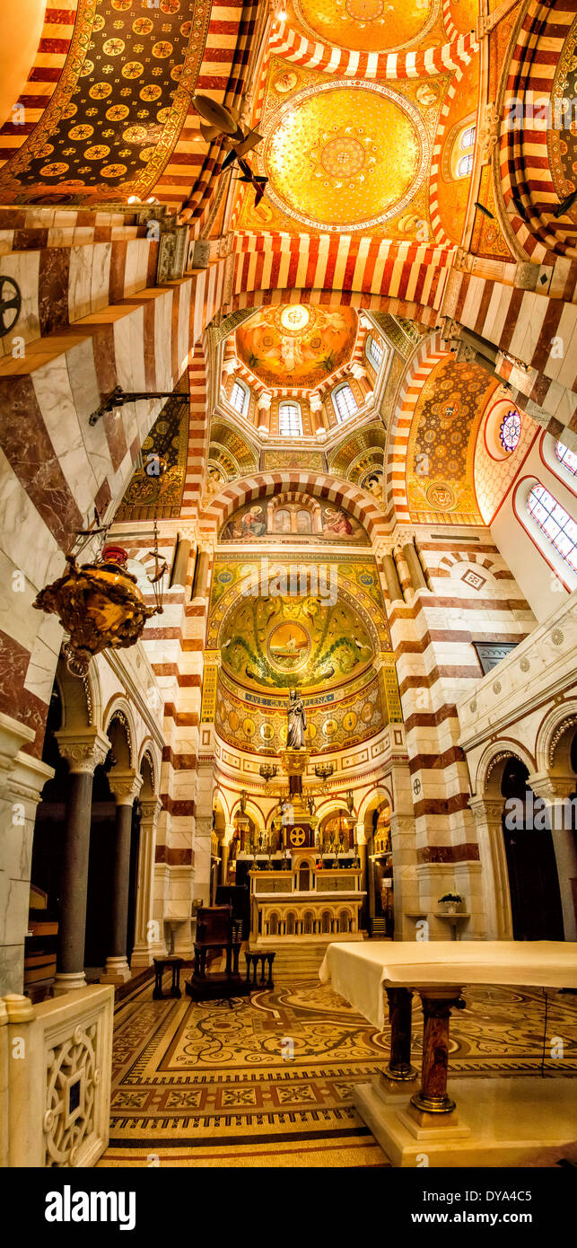 Basilique, basilica, nella chiesa di Notre Dame de la Garde, la chiesa, il monastero, interno, Marsiglia, Bouches du Rhone, Francia, Europa Foto Stock