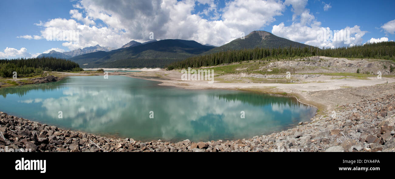 Lago di Abramo, Alberta, montagne, Canada, paesaggio, paesaggio, Nord America, lago, riflessione, acqua Foto Stock