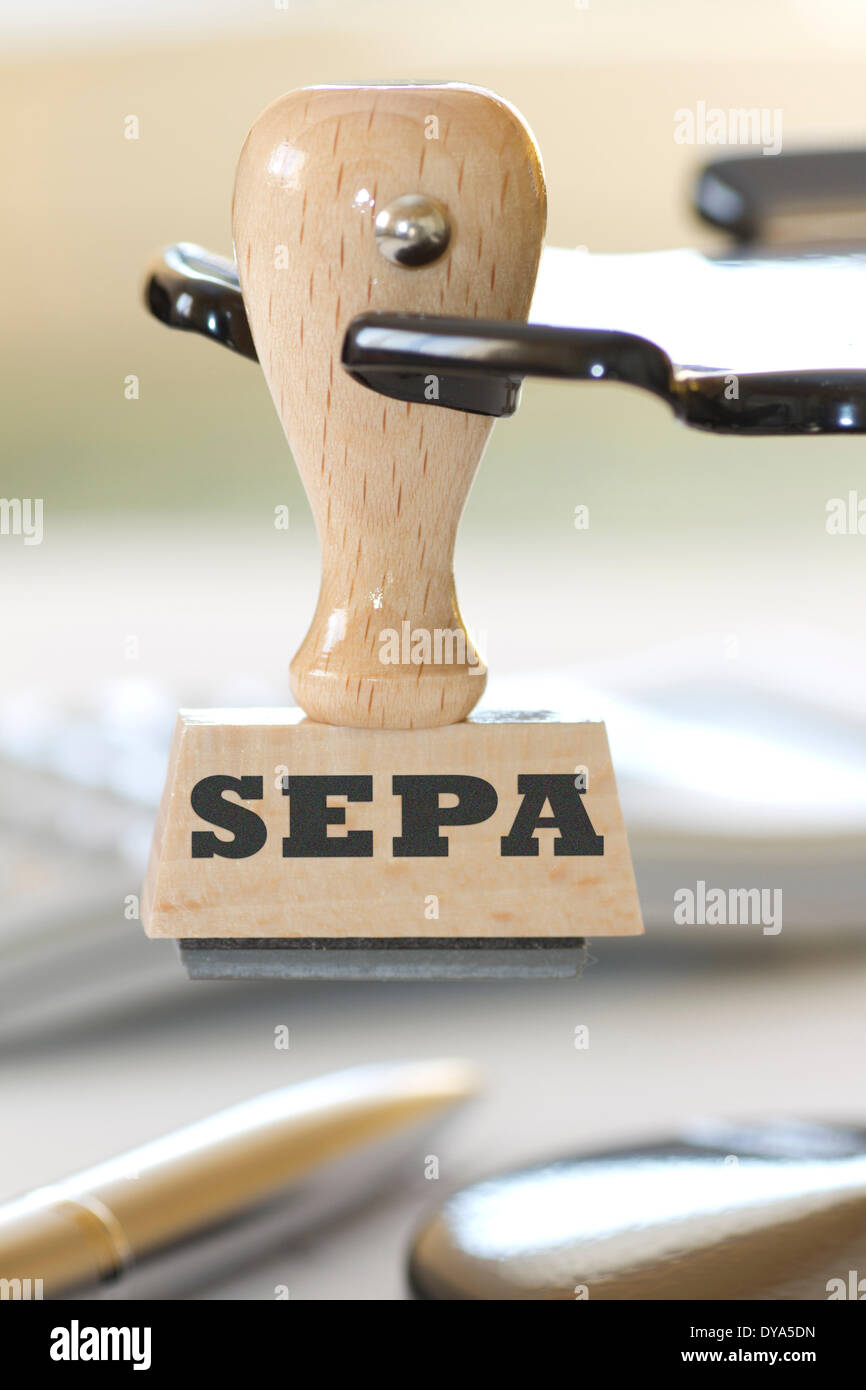 SEPA SEPA, pagamenti, l'area di pagamento unica in euro, finanza, timbro, simbolo, etichetta Foto Stock