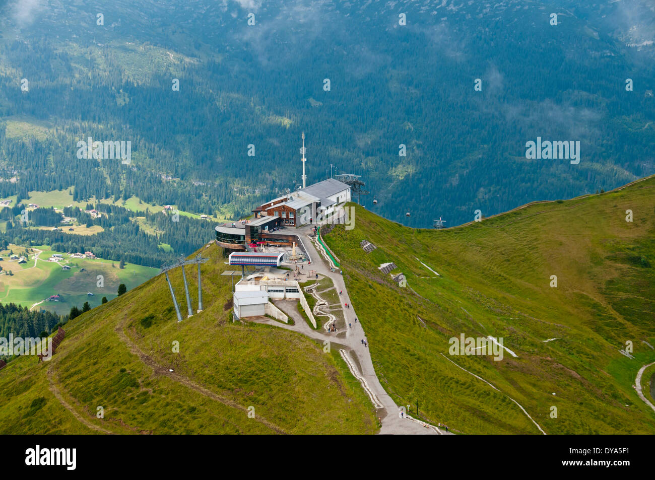 Regione di Allgäu, stazione di montagna, Europa Kanzelwandbahn, strada di montagna, Kleinwalsertal, Austria Vorarlberg Foto Stock