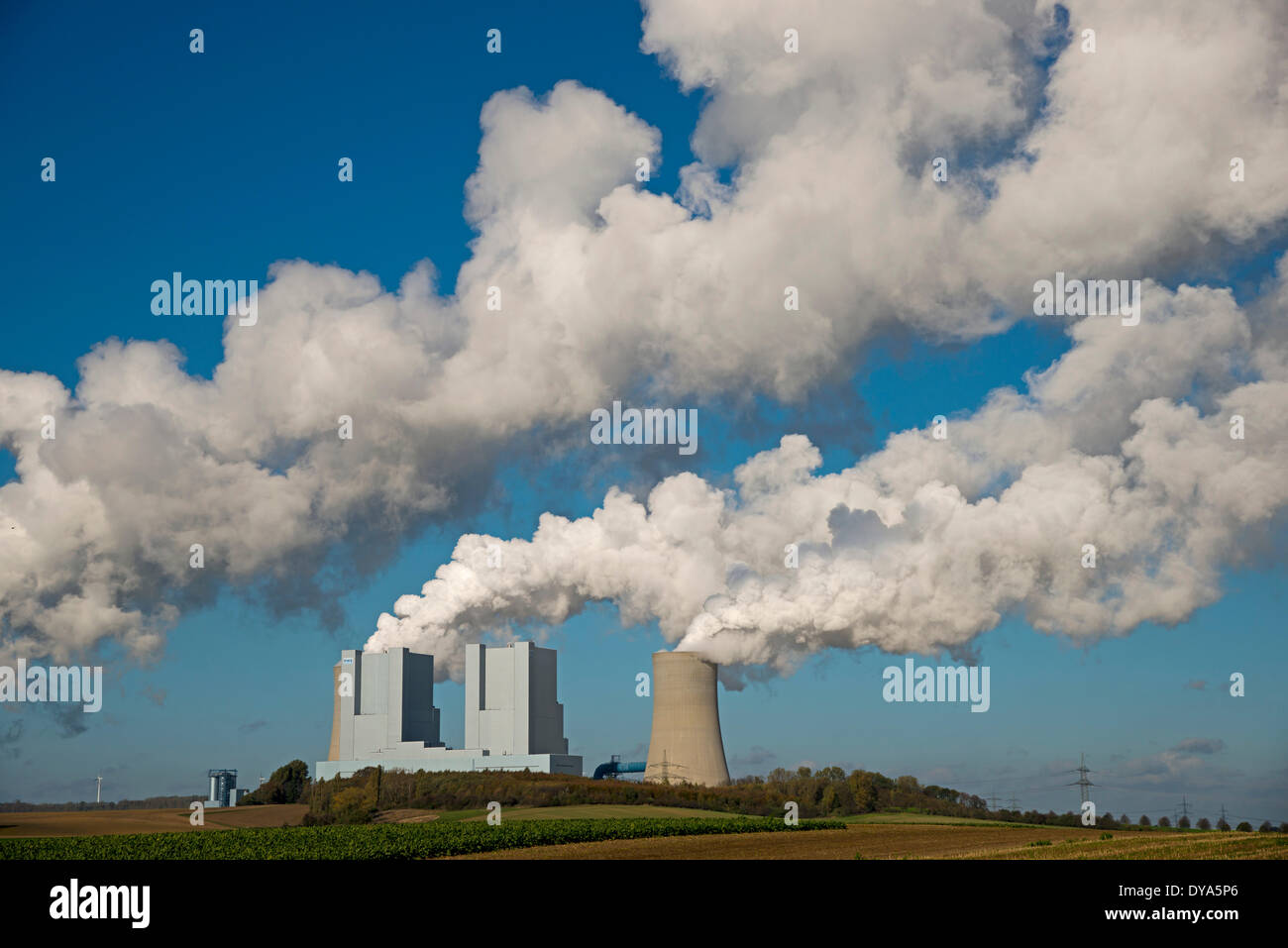 Carbone marrone, Germania, Erft, Europa, Grevenbroich, power station, Neurath, Nordrhein, RWE, Westfalia, Foto Stock