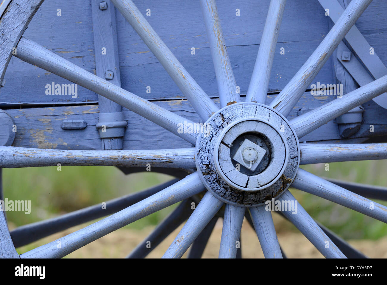 Europa, Francia, Provenza, Vaucluse, parlato, carro, blu, legno, dettaglio, still life Foto Stock