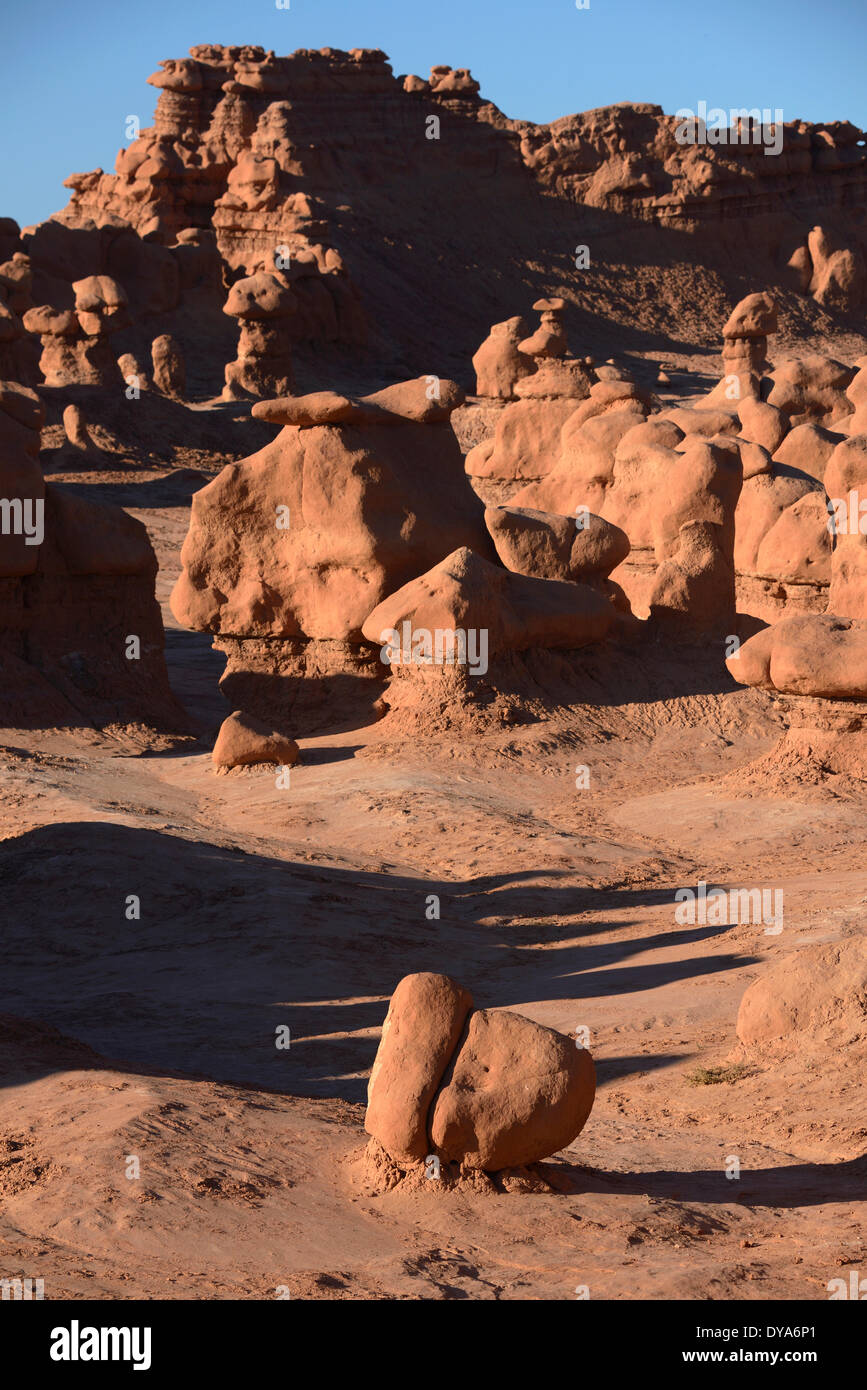 USA America Stati Uniti Utah Colorado Plateau southern Goblin Valley State Park Hoodoo San Rafael Reef rocce formazioni rocciose, Foto Stock