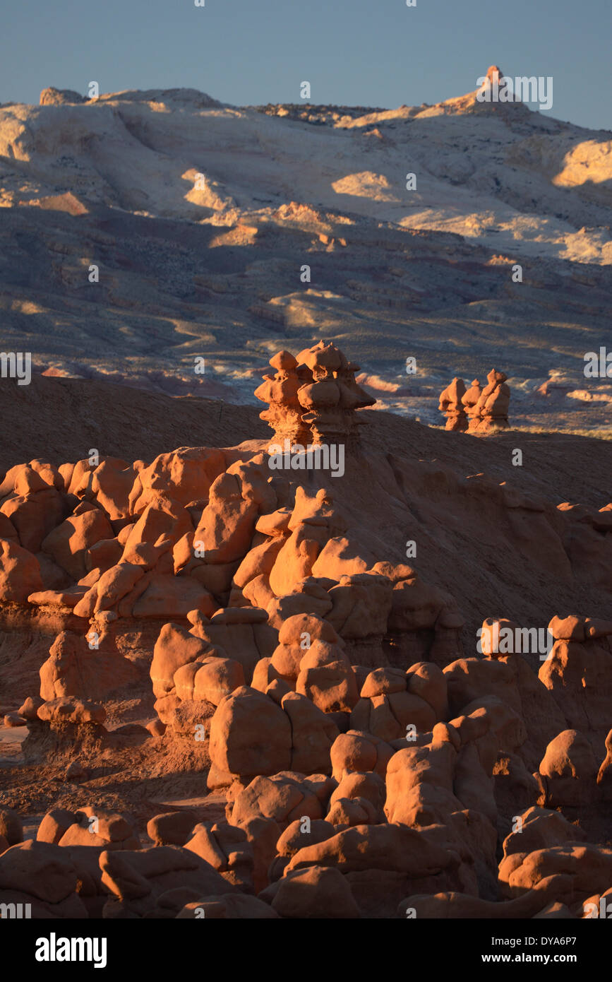 USA America Stati Uniti Utah Colorado Plateau southern Goblin Valley State Park Hoodoo San Rafael Reef rocce formazioni rocciose, Foto Stock