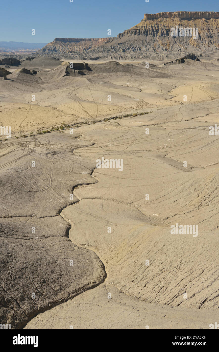 Stati Uniti d'America, America, Stati Uniti Utah e Colorado Plateau, southern, Factory Butte, deserto OTV area, terreni sterili, rocce, Foto Stock