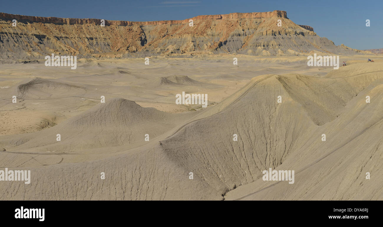 Stati Uniti d'America, America, Stati Uniti Utah e Colorado Plateau, southern, Factory Butte, deserto OTV area, terreni sterili, rocce, panorama, Foto Stock