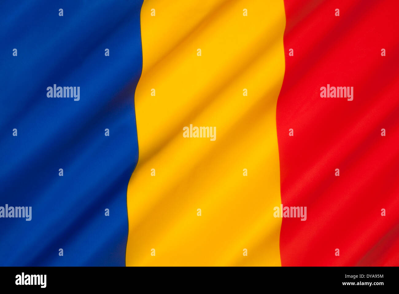 La bandiera nazionale della Repubblica di Romania Foto Stock