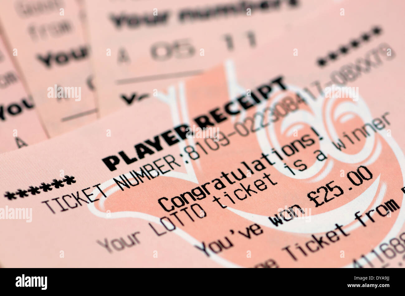 British Lotterie Nazionali - consulenza ricevuta di una vincita Foto Stock
