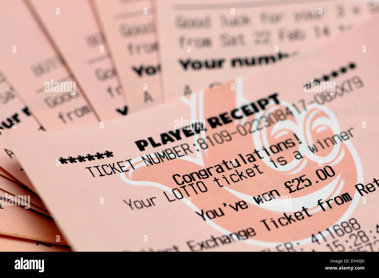 British Lotterie Nazionali - consulenza ricevuta di una vincita Foto Stock
