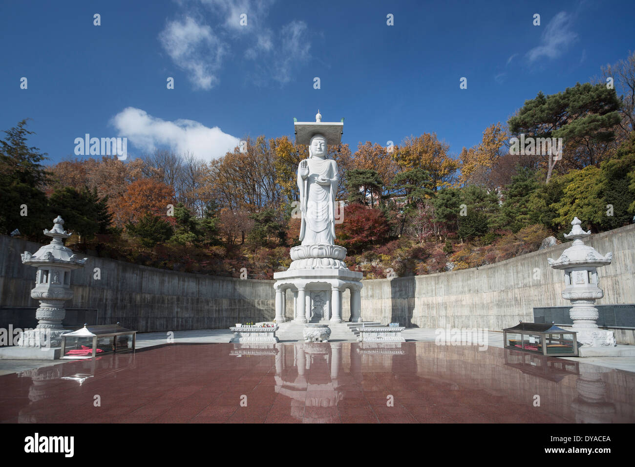 In autunno, Bong-eum, buddista, Corea, Asia, Seoul City, colorato, landmark, parco, religione, statua, tempio, turistica, viaggi Foto Stock