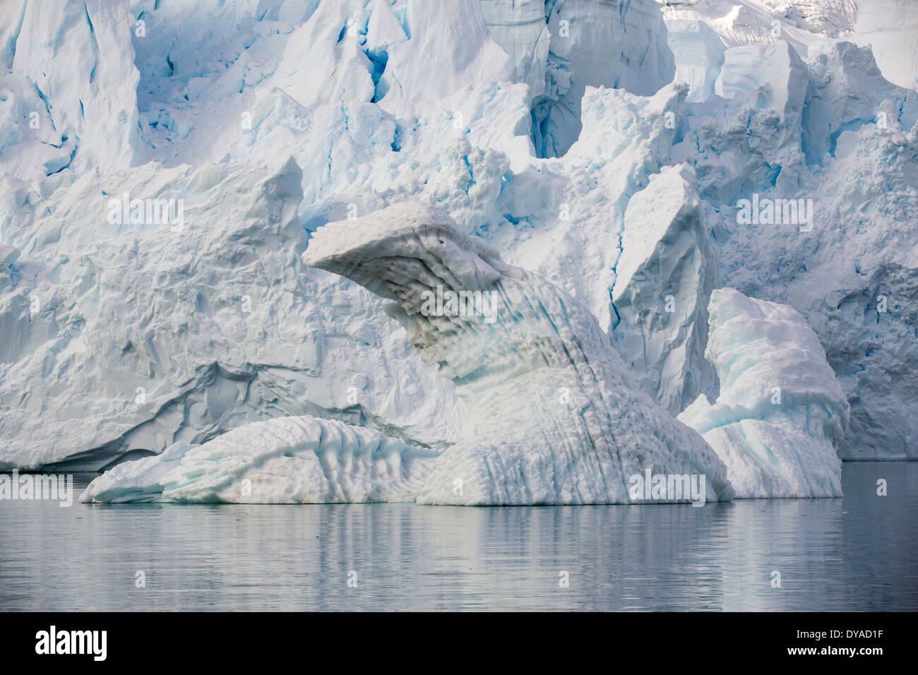 Un uccello fantastico iceberg sagomata tra scenari costieri mozzafiato sotto il monte Walker in Paradise Bay off Graham Land Foto Stock