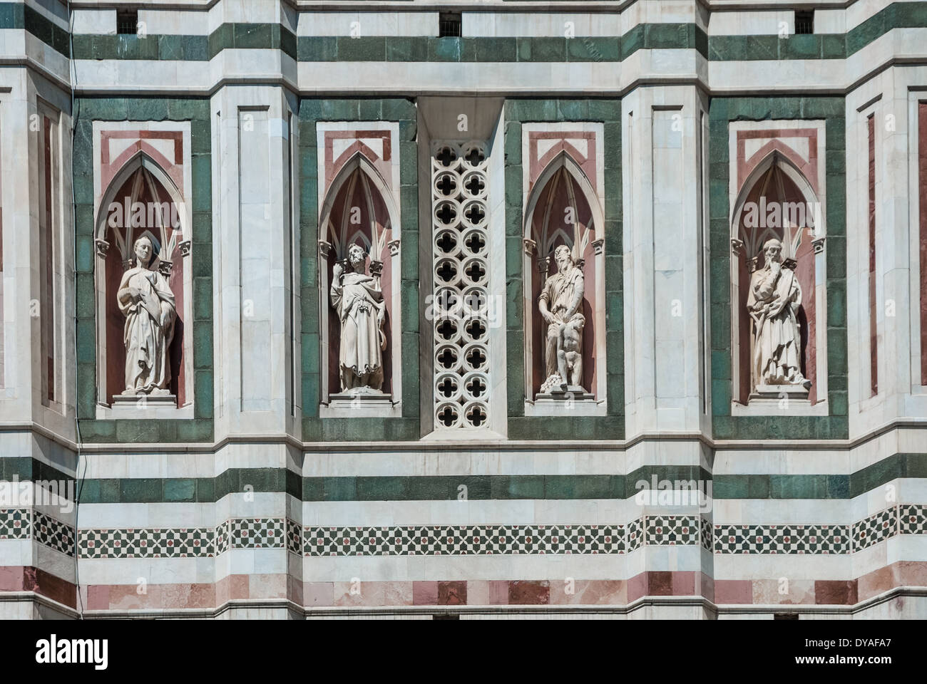 Dettagli architettonici di Firenze la cattedrale in stile gotico, Toscana, Italia. Foto Stock