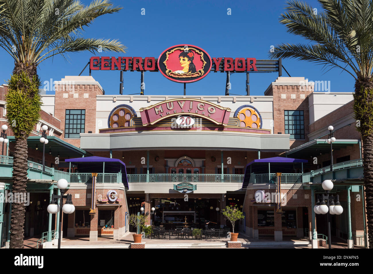 Centro Ybor Movie Theater con segno, Ybor City FL Foto Stock