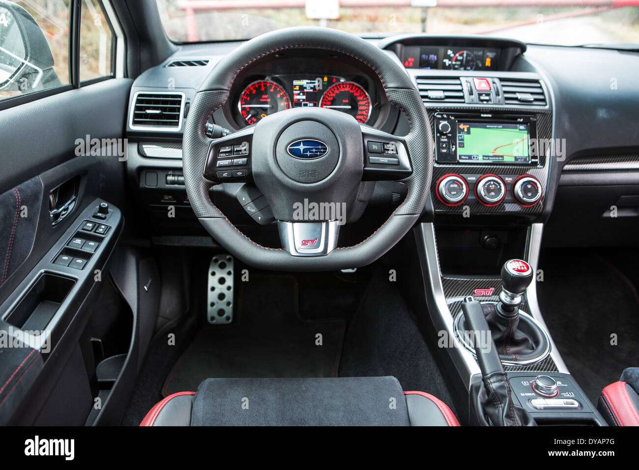 2014 Subaru WRX STI in blu Foto Stock