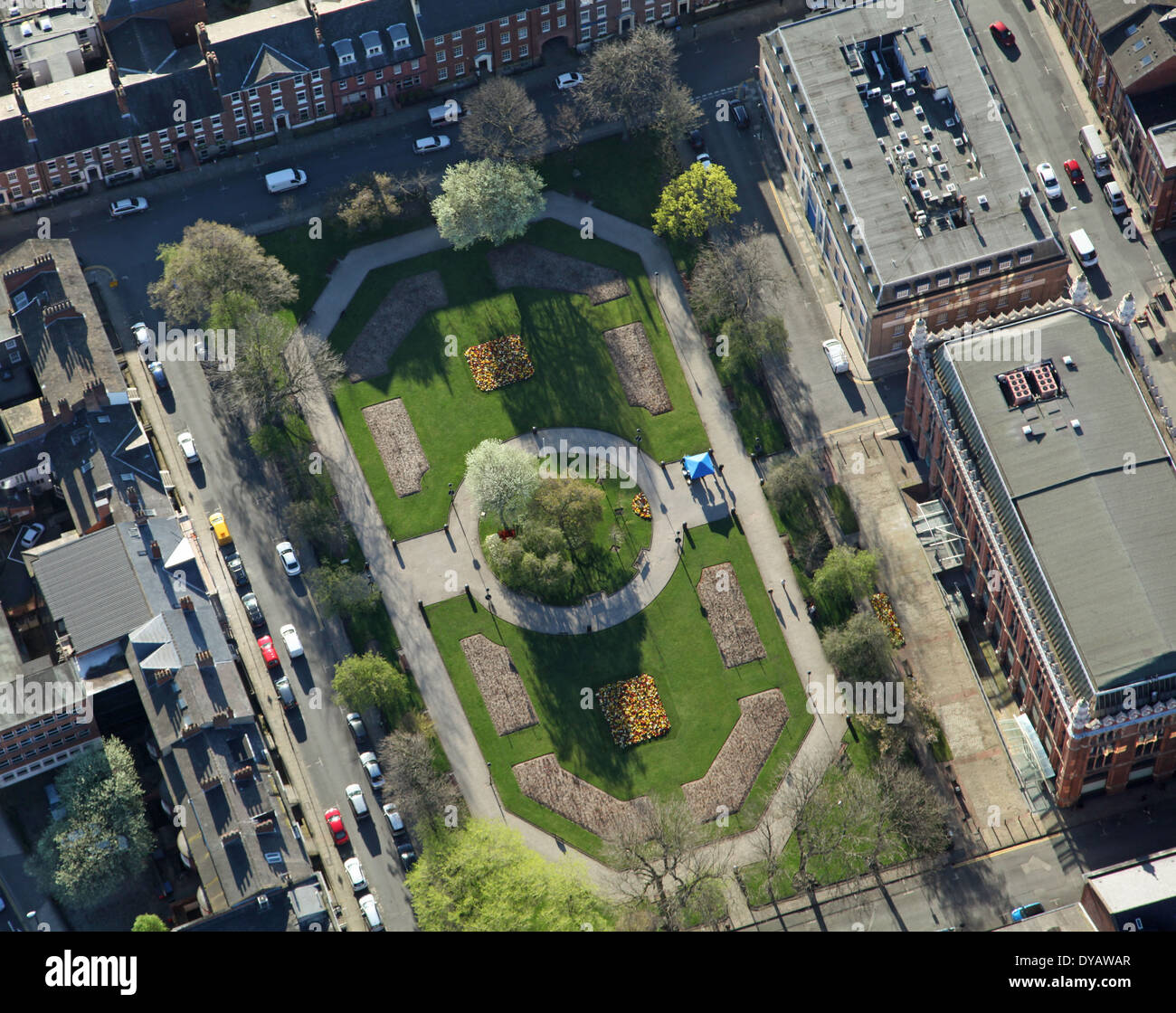 Vista aerea del Park Square a Leeds, West Yorkshire Foto Stock