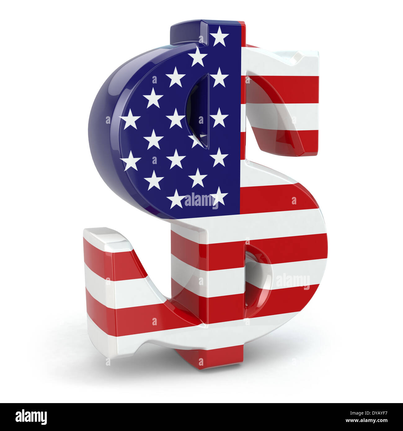 Dollar cambio segno e bandiera degli Stati Uniti. 3d Foto Stock