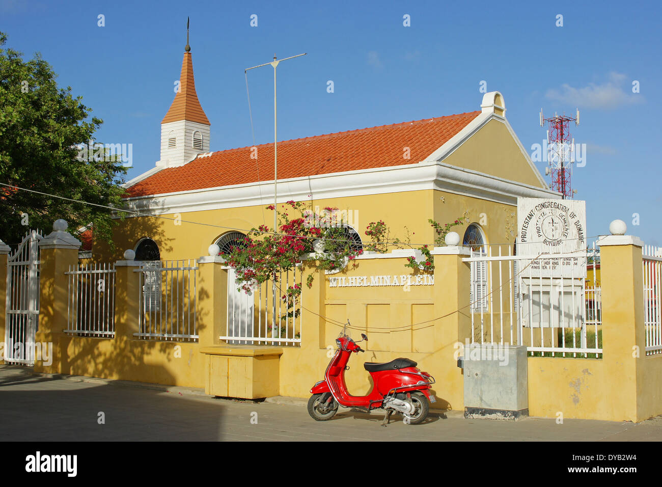 Chiesa protestante di Kralendijk, Bonaire, isole ABC Foto Stock