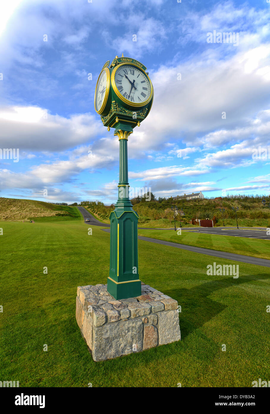 Immagine di un orologio al Trump International Golf Links in Aberdeen, Scozia Foto Stock