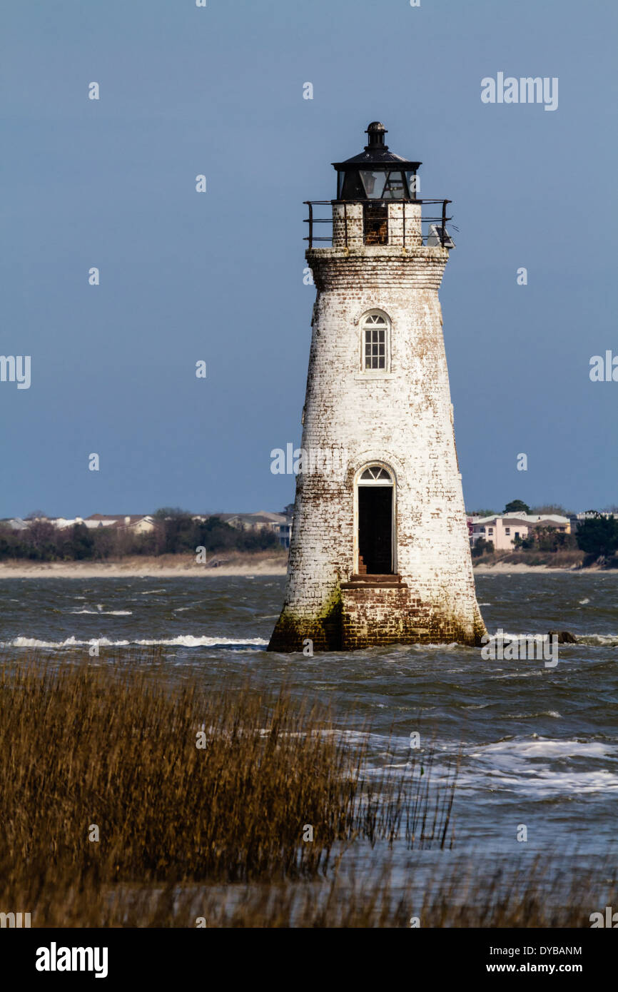 Cockspur Island Lighthouse sul Fiume Savannah in Georgia. Foto Stock