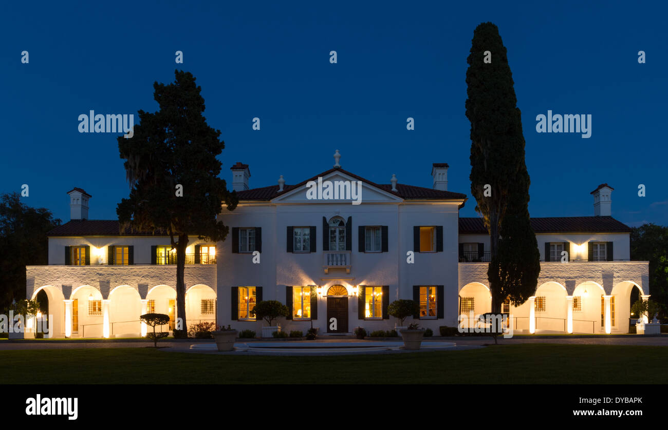 Cottage di gru al crepuscolo su Jekyll Island in Georgia. Foto Stock