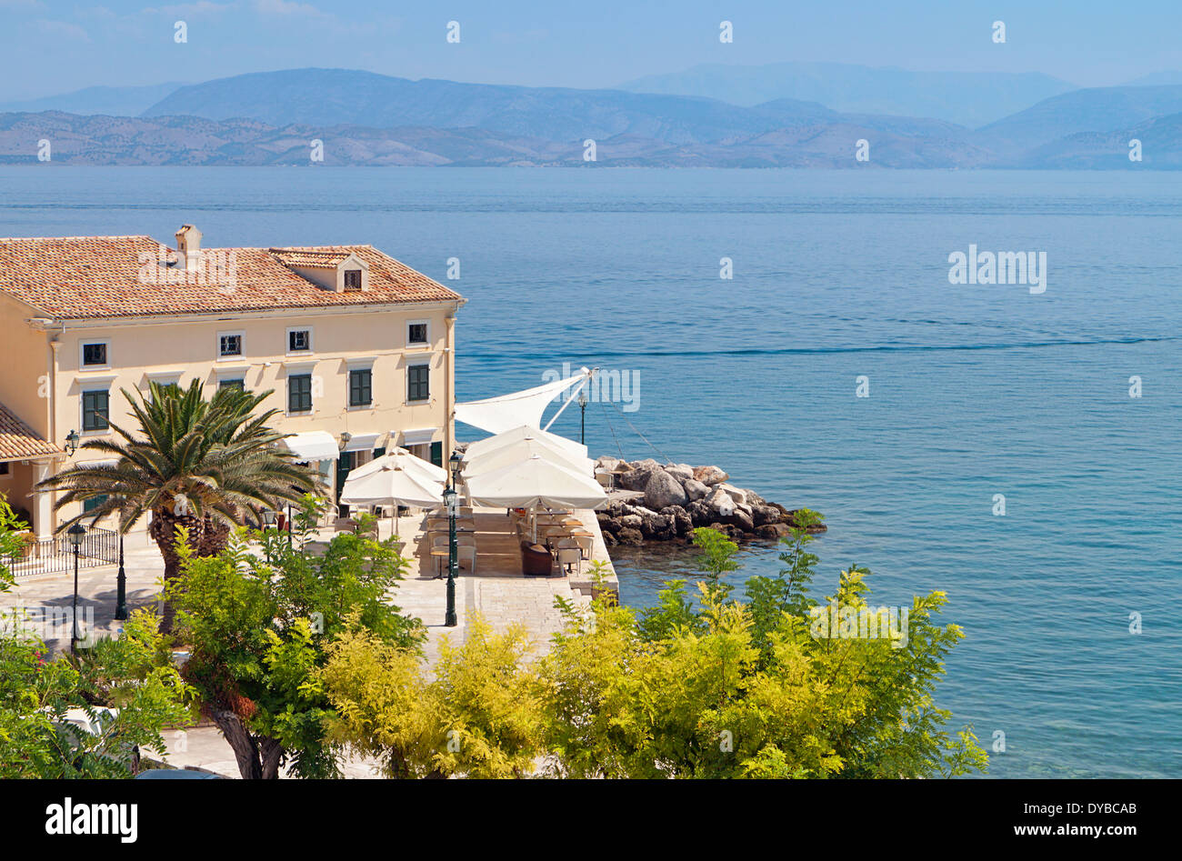 La zona di Faliraki presso l'isola di Corfù in Grecia Foto Stock