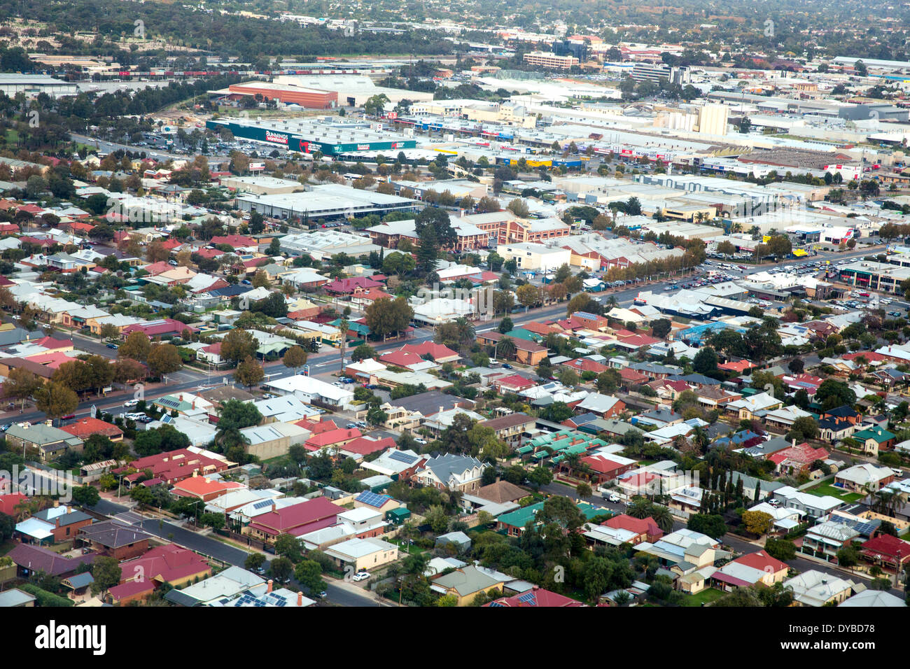 Vista aerea dell'interno della periferia occidentale di Adelaide Australia Foto Stock