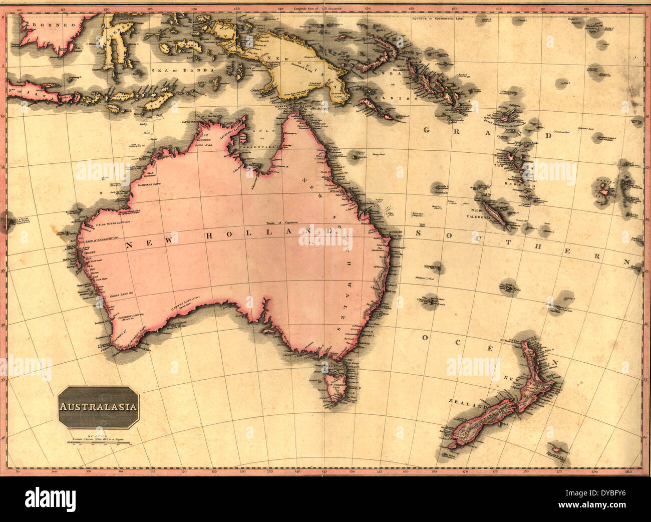 Mappa di Australasia 1818 Foto Stock