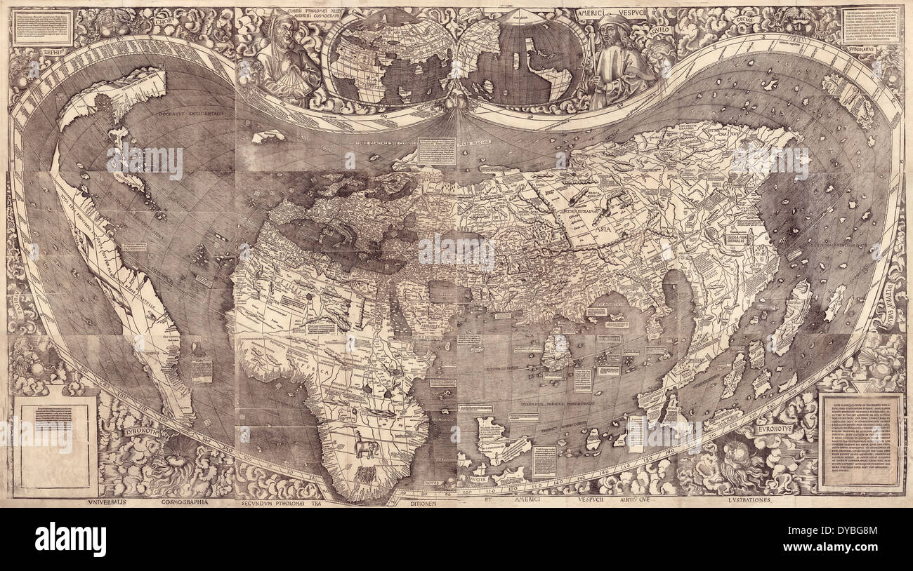Mappa del mondo, 1507 Foto Stock