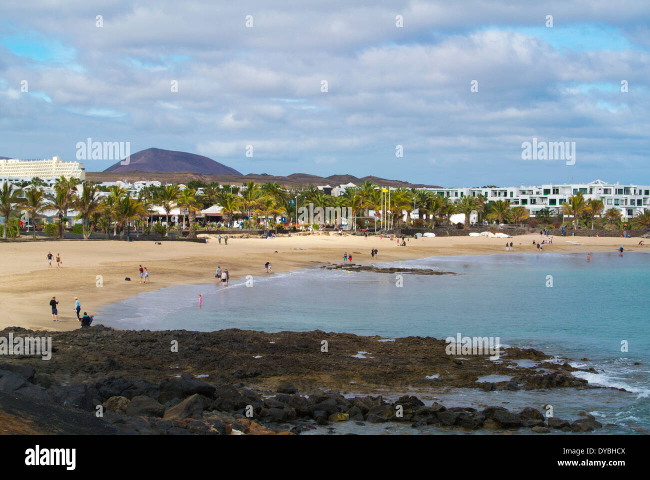 Playa de Las Cucharas beach, Costa Teguise, Lanzarote, Isole Canarie, Spagna, Europa Foto Stock