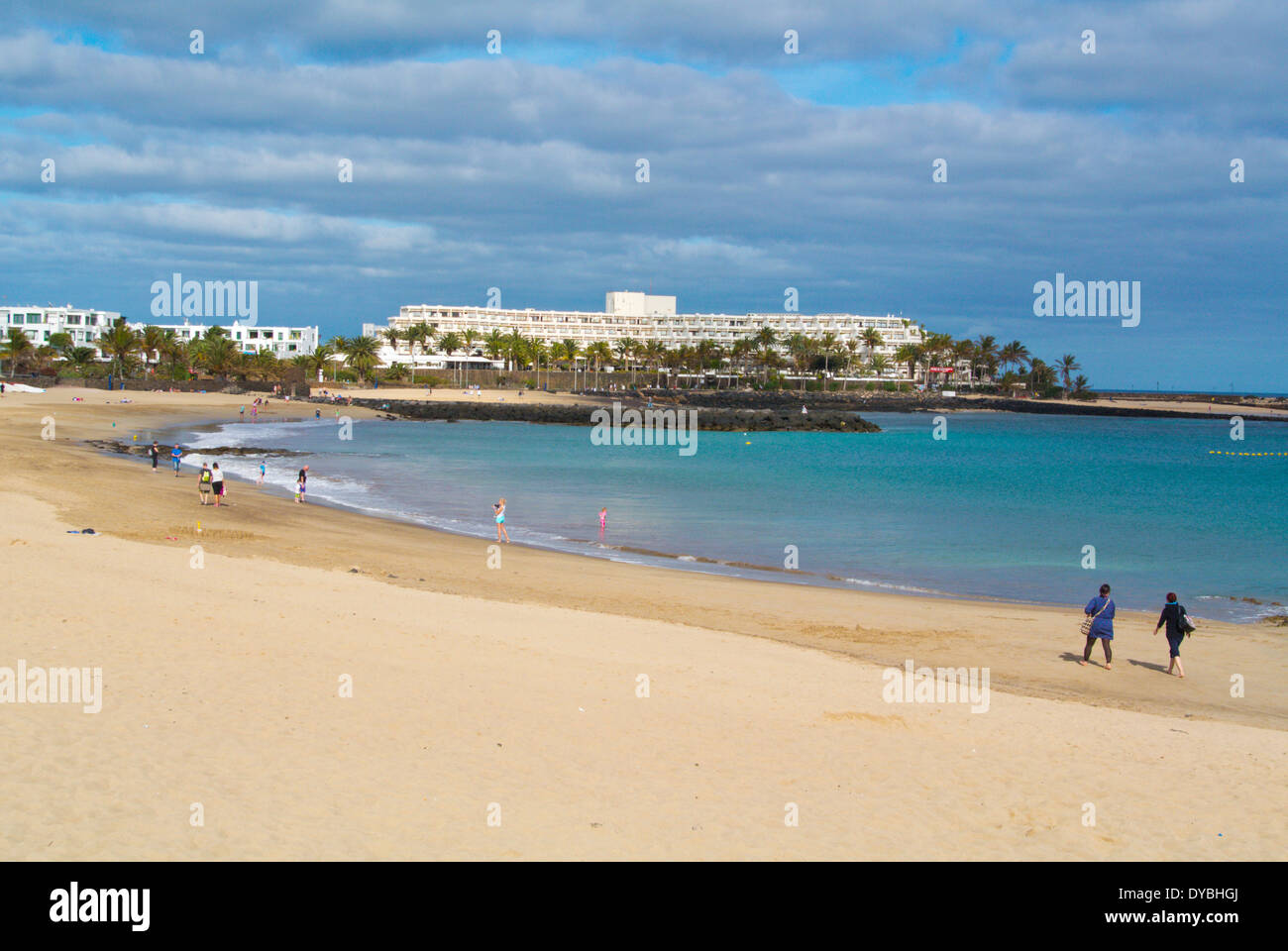 Playa de Las Cucharas beach, Costa Teguise, Lanzarote, Isole Canarie, Spagna, Europa Foto Stock