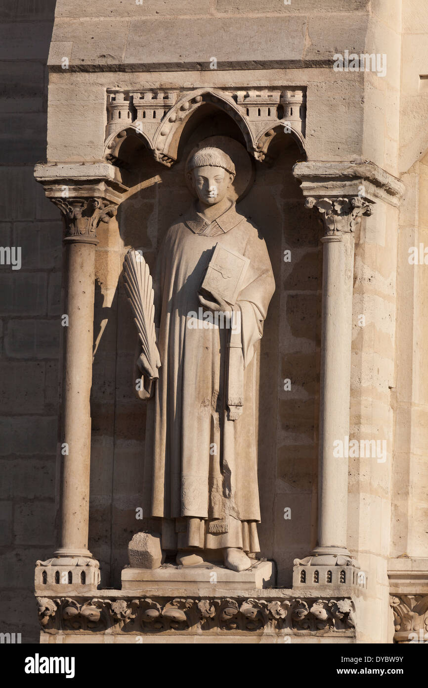 Dettaglio della cattedrale di Notre Dame di Parigi, Ile de France, Francia Foto Stock