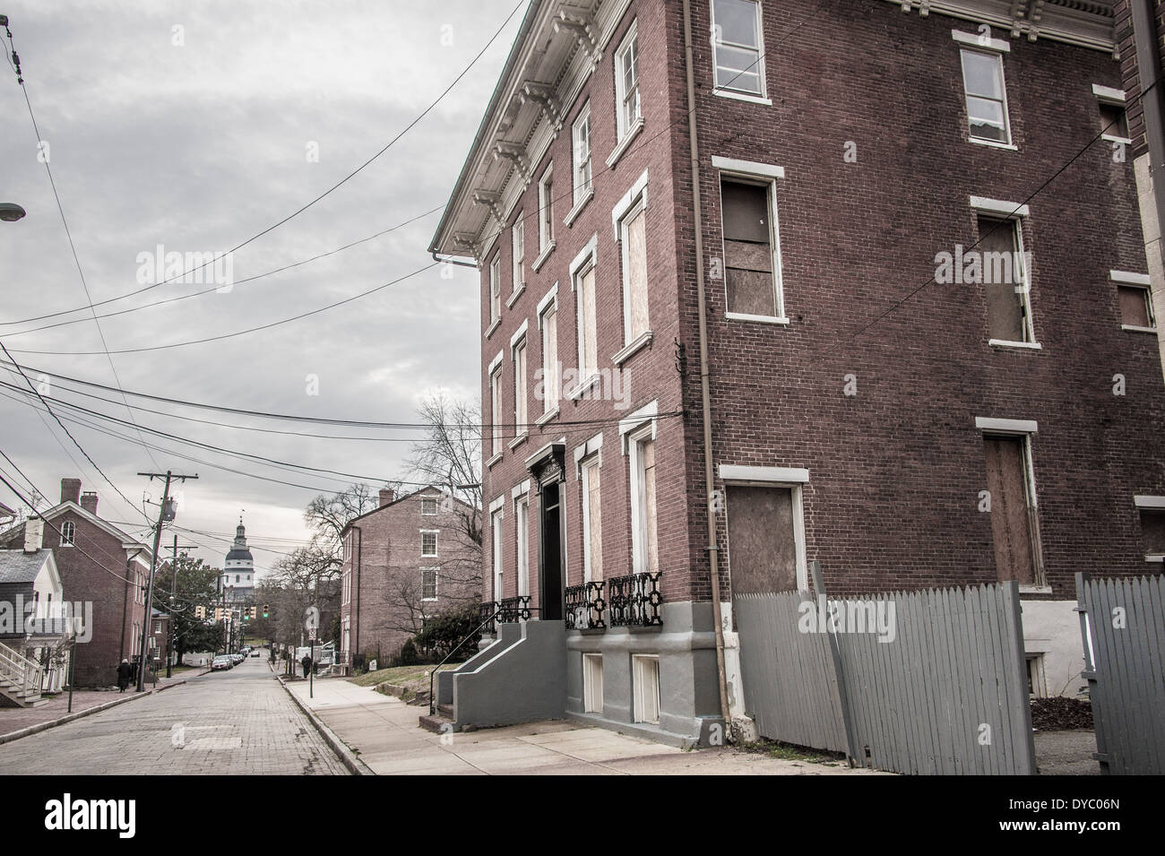Appartamenti abbandonati nelle aree urbane Annapolis, Maryland Foto Stock