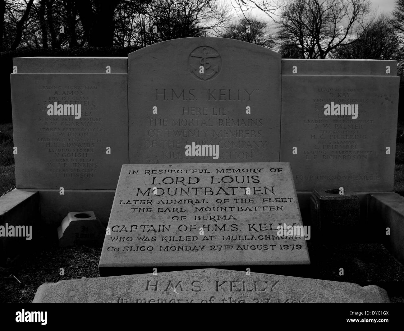 Il cimitero di Hebburn - HMS Kelly lapide. Hebburn, Tyne and Wear, England, Regno Unito Foto Stock