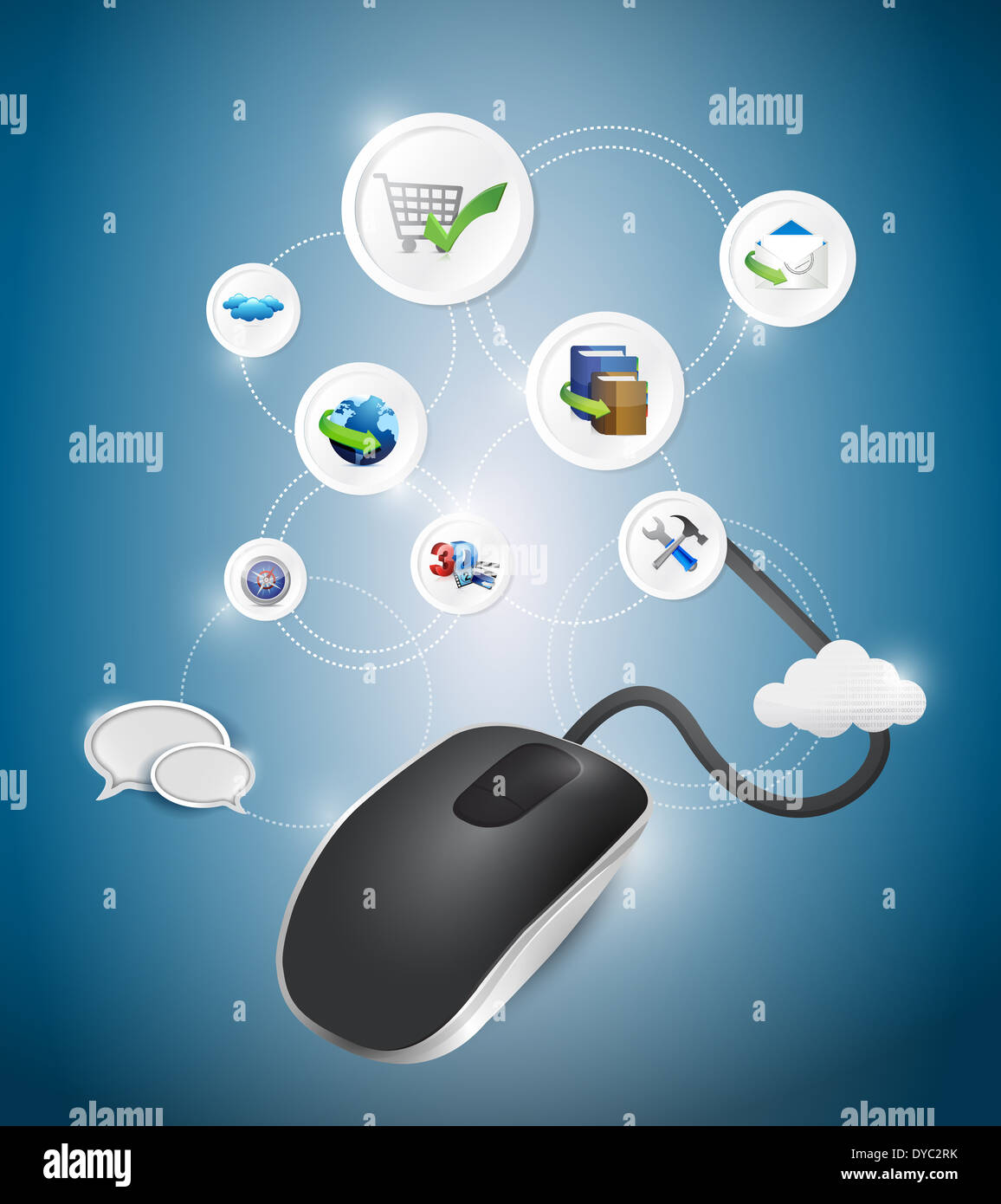 Cavo mouse idea servizi mappa concettuale illustrazione grafica design Foto Stock