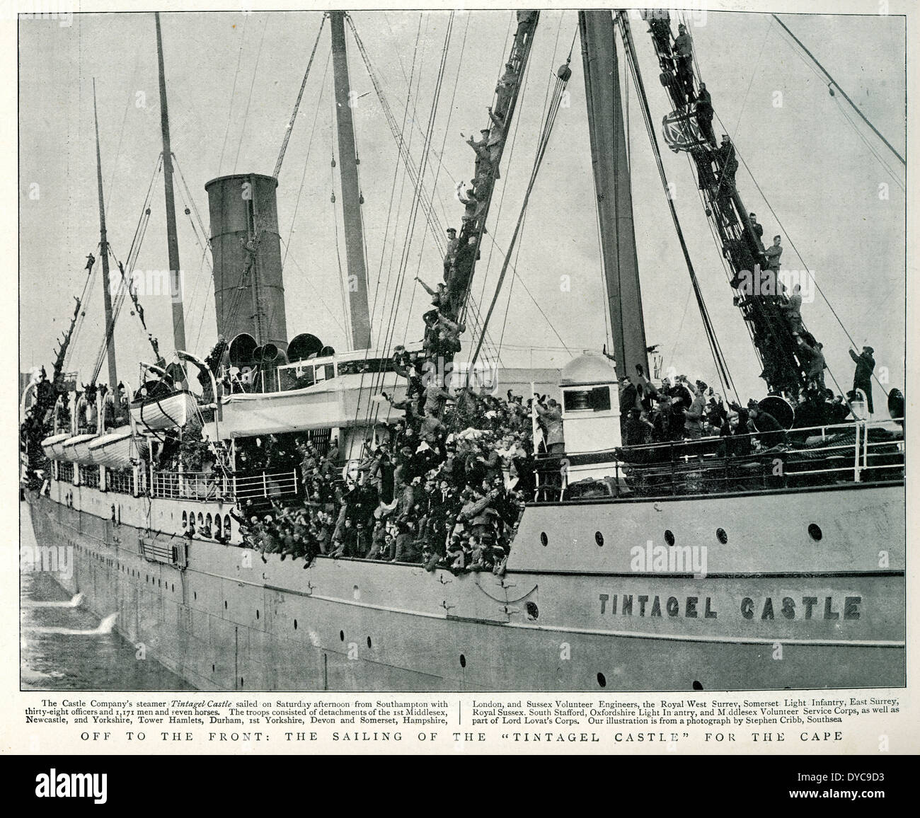 Off per la parte anteriore della barca a vela di Tintagel Castle per il capo, il grafico 1900 Foto Stock