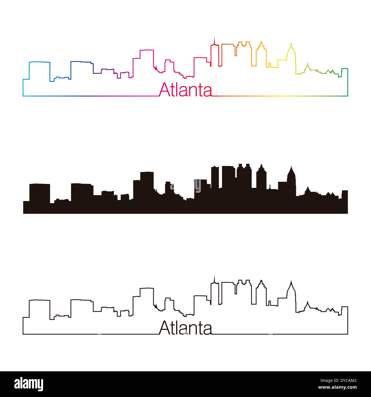 Atlanta skyline stile lineare con rainbow Foto Stock