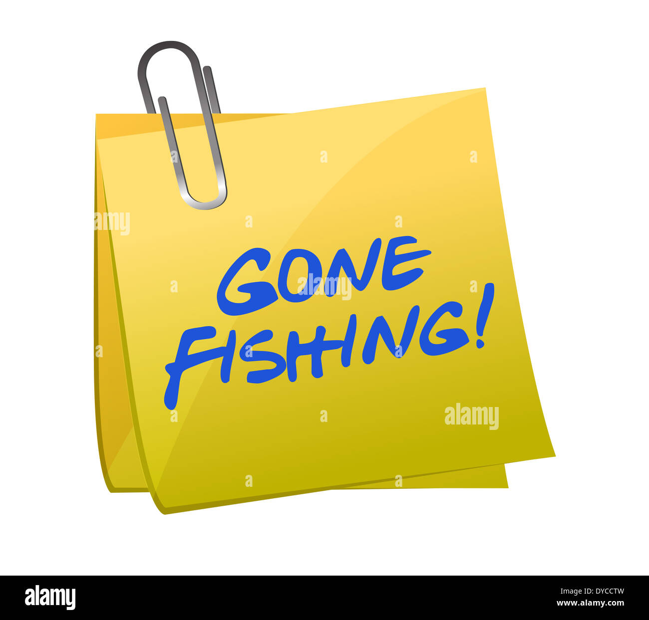 Andando a pesca concetto su un post-it illustration design Foto Stock