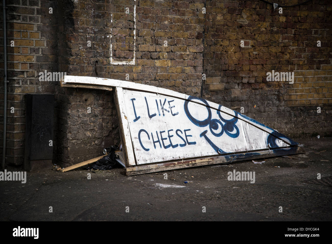 Mi piace il formaggio, Shoreditch, London, Regno Unito Foto Stock