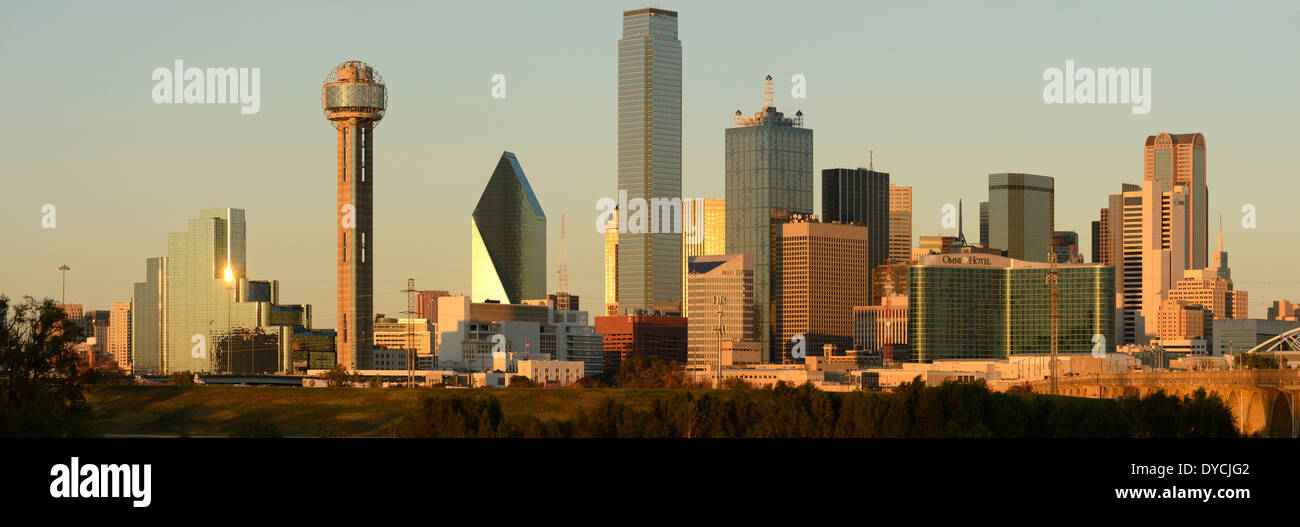 Nord America, Texas, Stati Uniti d'America, Stati Uniti, America, Dallas, skyline, centro città, panorama, nessun popolo, orizzontale Foto Stock